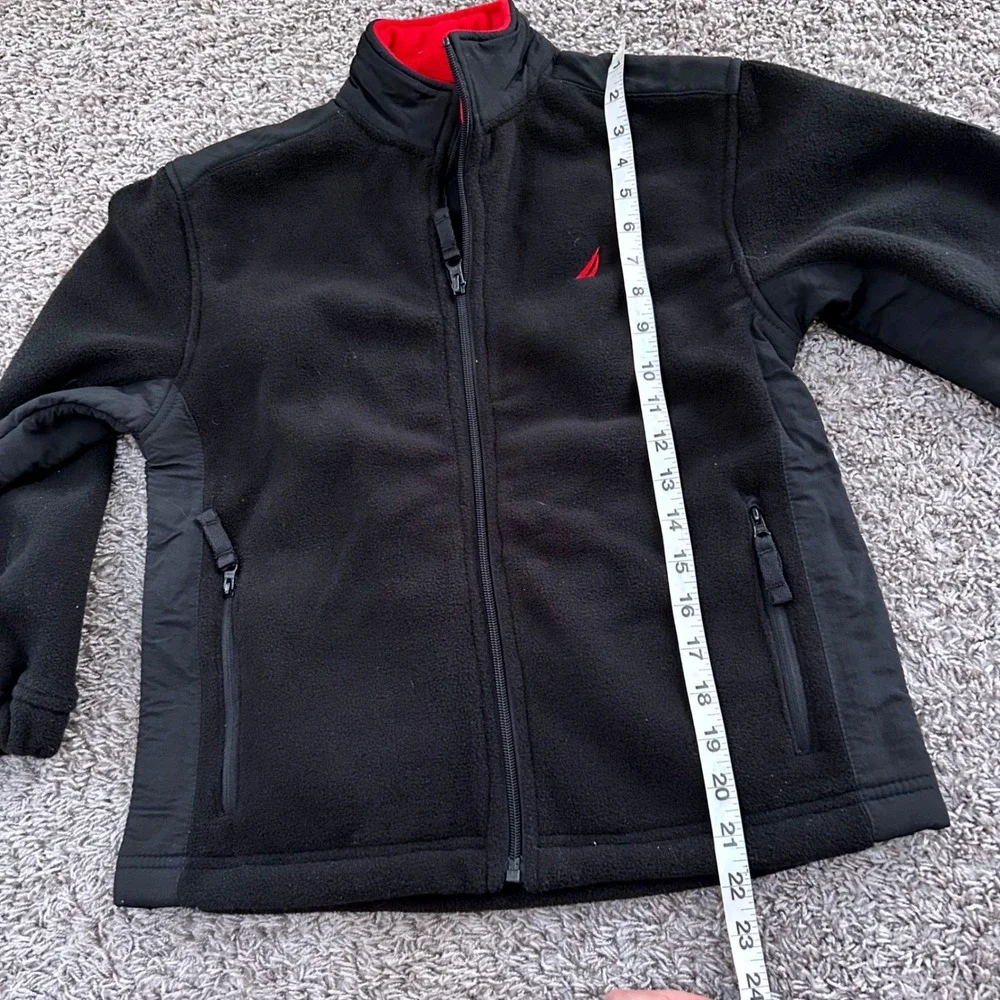 Nautica‎ Boys Black Full Zip Fleece Jacket Red Accents Size S 8 NS-83 Sportswear